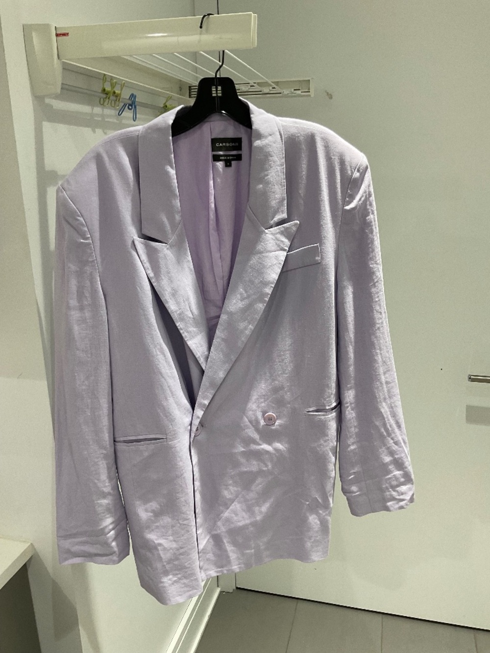 CARBON38 LILAC DOUBLE BREASTED LINEN BLAZER